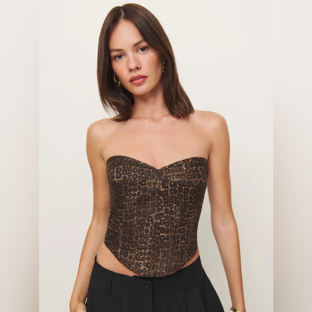 NWT Reformation Pacie Linen Corset Top